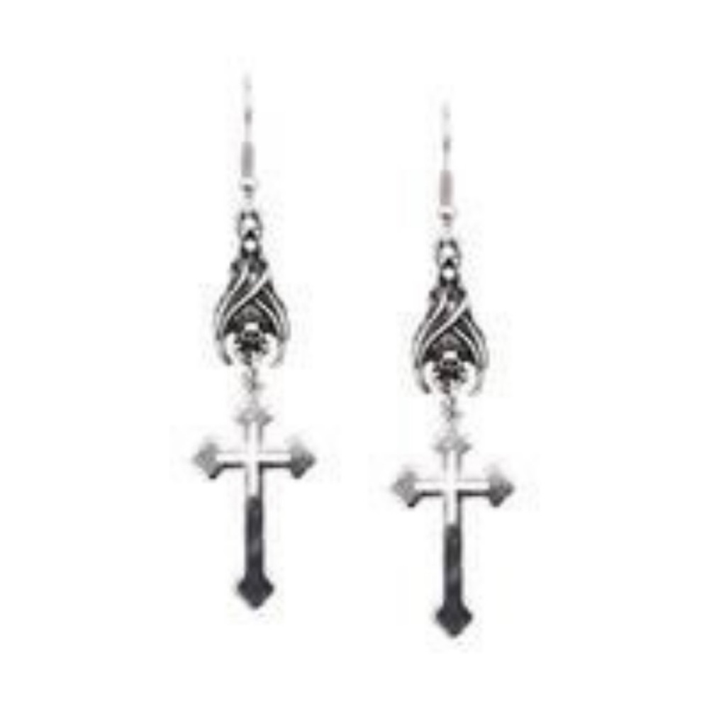 Fashion jewelry bat cross earrings